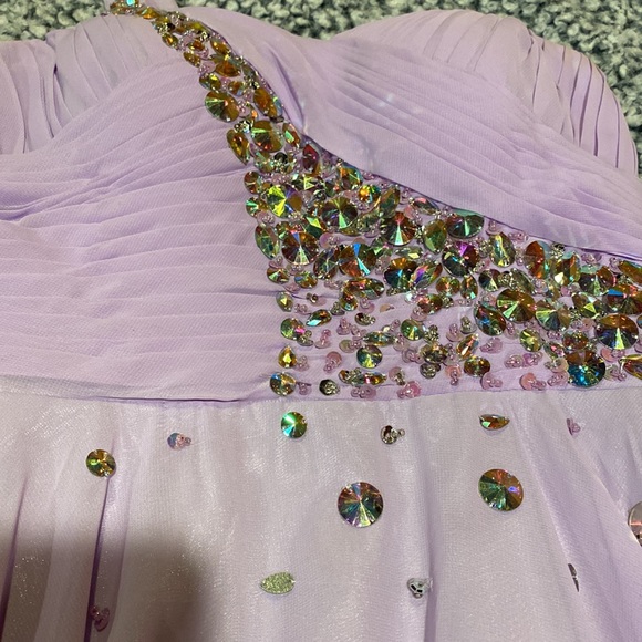 Lavender One Strap Prom Dress - Picture 2 of 4